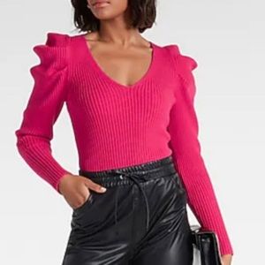 Express Hot pink Puffy Sleeve Sweater